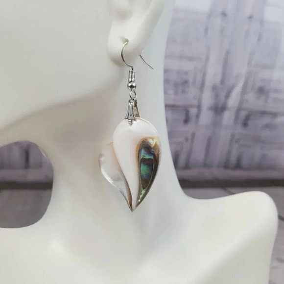 Heart Abalone Earrings - Picture 4 of 4